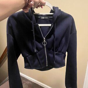 corset drop shoulder zip up jacket